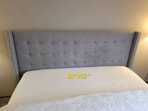 lot 43 image: Tufted Contemporary King Bedframe & Headboard