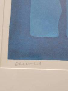 lot 14 image: Japanese Woodblock Framed Print BLUE WORKS A by Hiroyuki Tajima