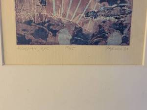 lot 32 image: Gaylord Schanilec Wood Engraving Litho ACORRDIAN, NYC