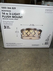 lot 6 image: Hampton Bay Montrose 14 in. 3-Light Brushed Nickel Flush Mount