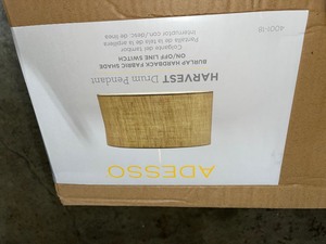 lot 33 image: Adesso Harvest 1-Light Burlap Drum Pendant