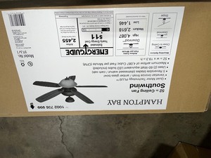 lot 42 image: Hampton Bay Southwind 52 in. Indoor LED Venetian Bronze Ceiling Fan with 5 Reversible Blades, Light Kit, Downrod and Remote Control