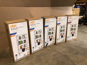 lot 5 image: HDX Chrome 5-Tier 5-Tier Metal Wire Shelving Unit (36 in. W x 72 in. H x 16 in. D) - lot of 5 - review all pictures open box