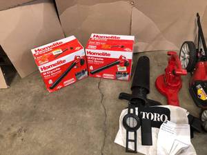 lot 35 image: Mix lot of Outdoor  Tools - lawn mowers, trimmers and more - various conditions - review all pictures