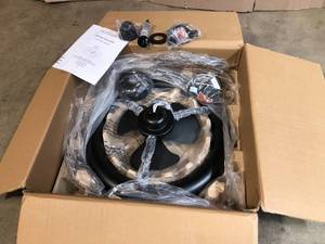 lot 37 image: Altitude Helium 24 in. Integrated LED IndoorOutdoor Matte Black Ceiling Fan with Light Kit and Remote Control - good condition - review all picture