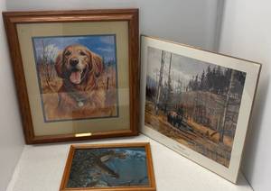 Jim Killen Signed Framed Print, Wyoming Ducks Unlimited Jerry Antolik Pencil Signed Unframed Print And A Framed Unsigned Print Of A Northern Pike