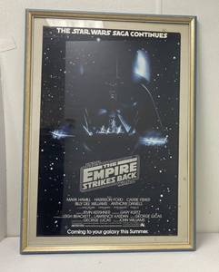 Vintage 1979 Lucasfilm LTD. Portal Publications LTD. Star Wars  The Empire Strikes Back   Movie Poster Framed Behind Glass. It Measures 35 78  x 23 78