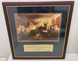Vintage Framed Presidential Print With Quote From Benjamin Franklin