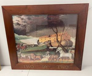 Large Framed Unsigned Noahs Arch Print  Two By Two 
