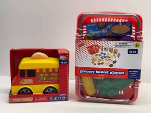 lot 16 image: New Play Right Food Truck and New Grocery Basket Playset