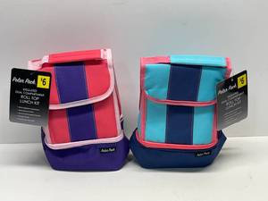 lot 23 image: 2 New Polar Pack Insulated Dual Compartment Roll Top Lunch Kit