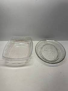 lot 36 image: Large Crystal Baking Dish and Serving Dish
