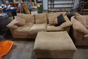 Cloth Sofa, Large Sitting Chair, and Ottoman Combo