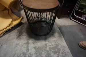 Vintage Metal Framed Chair With Wood Seat, Back Rest and Arm Rest