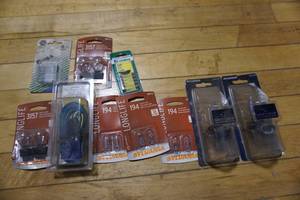 Large Lot of Head Light, Tail Light Bulbs, Fuses, and Trailer Wiring