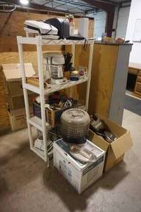 Shelving Unit Complete With All Pictured Kitchen Appliances, Pots, Pans Etc