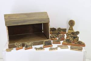 lot 56 image: Vintage Wood Farm Toys
