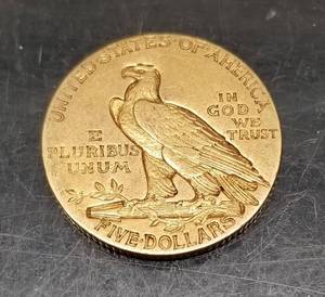 1910 US $5 GOLD INDIAN