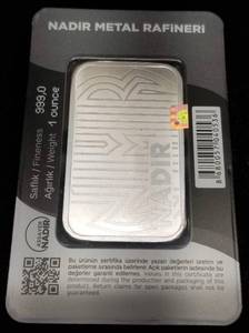1 TROY OZ .999 FINE SILVER BAR NADIR CARDED & SEALED