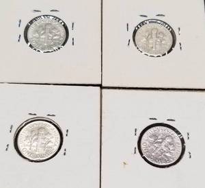 GROUP OF 4 SILVER ROOSEVELT DIMES AS PICTURED