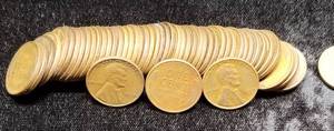 ROLL OF 1938 US WHEAT CENTS 50 COINS