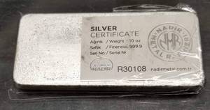10 TROY OZ .999 FINE SILVER BAR NADIR METALS IN SEALED PLASTIC