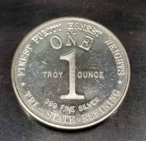 1 TROY OZ .999 FINE SILVER TRI STATE REFINERY EAGLE BELL