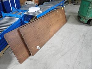 2 long wood folding tables
