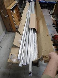 12 LED lights, 11 in working condition, includes some cables and fixtures, will need to be hardwired, does not haveinclude plug