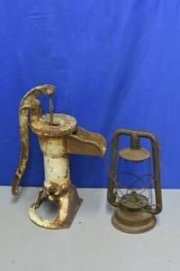 lot 38 image: Water Pump and Oil Lamp for display