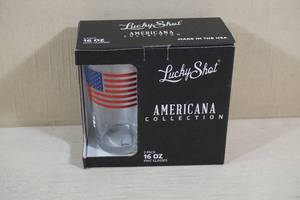 Lucky Shot Americana 16 Oz American Flag Pint Glasses - 2 Pack
