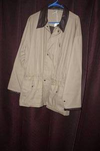 Orvis Cotton Duck Lined HuntingFishing Barn Jacket with Leather Collar