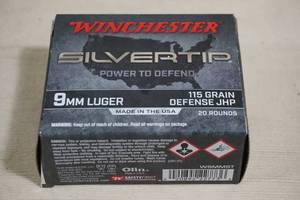 20 Winchester Silvertip 9mm Luger 115 Gr Defense JHP Ammo