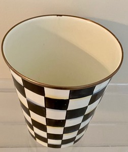 lot 8 image: MacKenzie-Childs Courtly Check Enamel Wastebasket