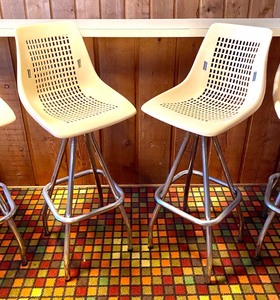 lot 2 image: Set of Four Plastic Retro Barstools