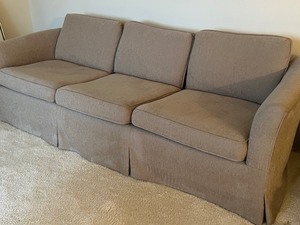 lot 52 image: Neutral Colored Upholstered Sofa