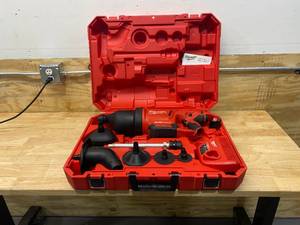 lot 4 image: MILWAUKEE M12 12-Volt Lithium-Ion Cordless Drain Cleaning Airsnake Air Gun Kit with (1) 2.0Ah Battery, Charger and Toilet Attachments
