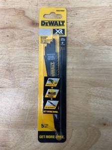 lot 28 image: DEWALT XR 5-Pack Bi-Metal 6-in 58-TPI Wood Cutting Reciprocating Saw Blade