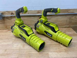 lot 153 image: RYOBI Lot of 2- 40V Brushless 125 MPH 550 CFM Cordless Battery Whisper Series Jet Fan Blowers