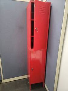 Red 75 Metal 6 Shelf Cabinet W 2 Sets of Keys