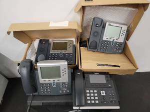 4 Commercial IP Phones - (3) Cisco 7960 IP Phone (CP-7960) & (1) Yealink T46G Ultra-Elegant Gigabit IP Phone