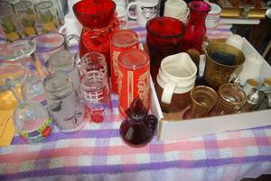 Box of Vintage Glassware, and Avon ...