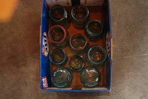 (10) Variety of Blue Ball Glass Jar...