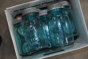 Box of Vintage Ball Blue Glass Maso...