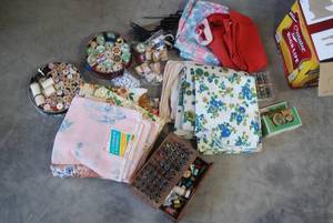 Box of CraftingSewing Material and...