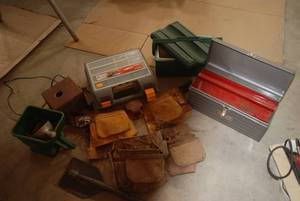 Tool boxes tool belts camp shovel a...