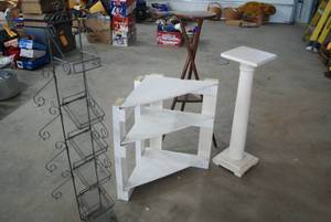 2 Plant stands corner shelf and wir...