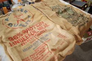 2 Burlap gunny sacks...