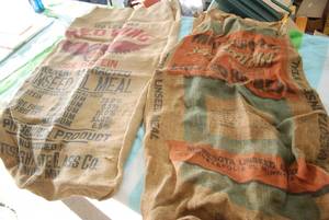 2 Burlap gunny sacks...