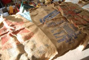 3 burlap sacks...